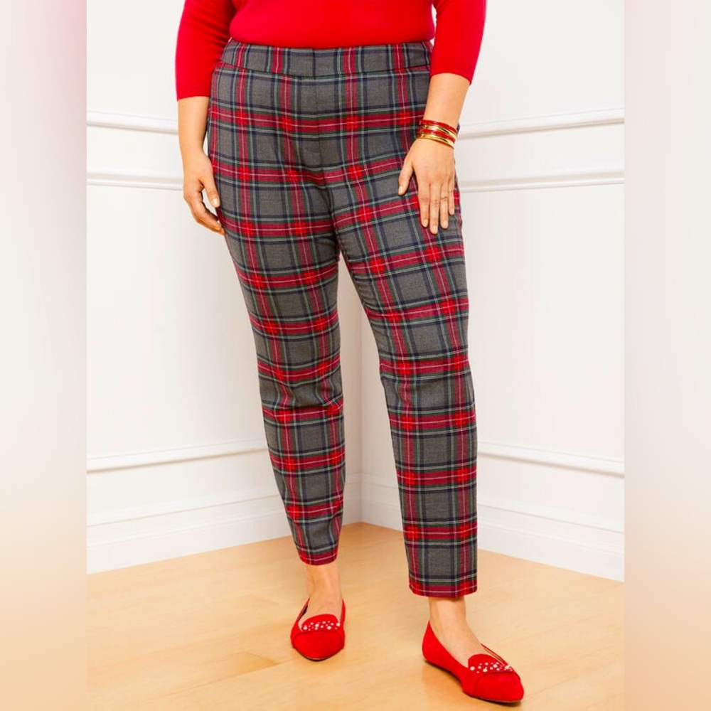 Talbots PLUS SIZE EXCLUSIVE SLIM LEG PANTS - BONFIRE PLAID, 20W, NWT